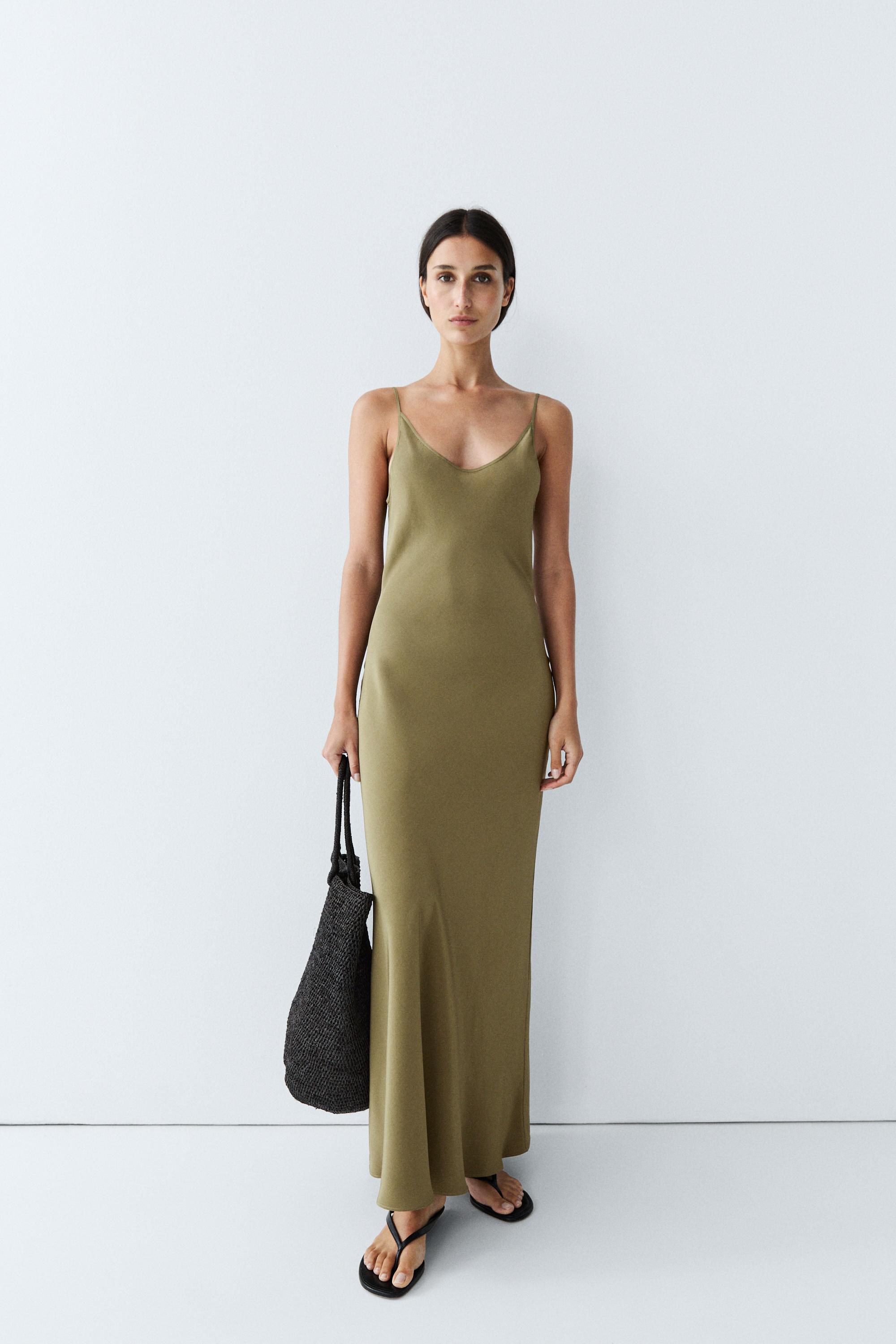 Spaghetti strap lingerie midi dress
