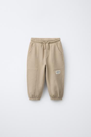PANTALÓN BAGGY PIQUÉ - Beige claro de Zara