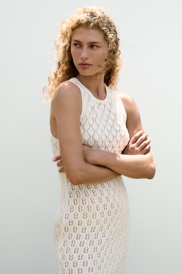 CUTWORK HALTER SHORT DRESS - Ecru by Zara - Image 2
