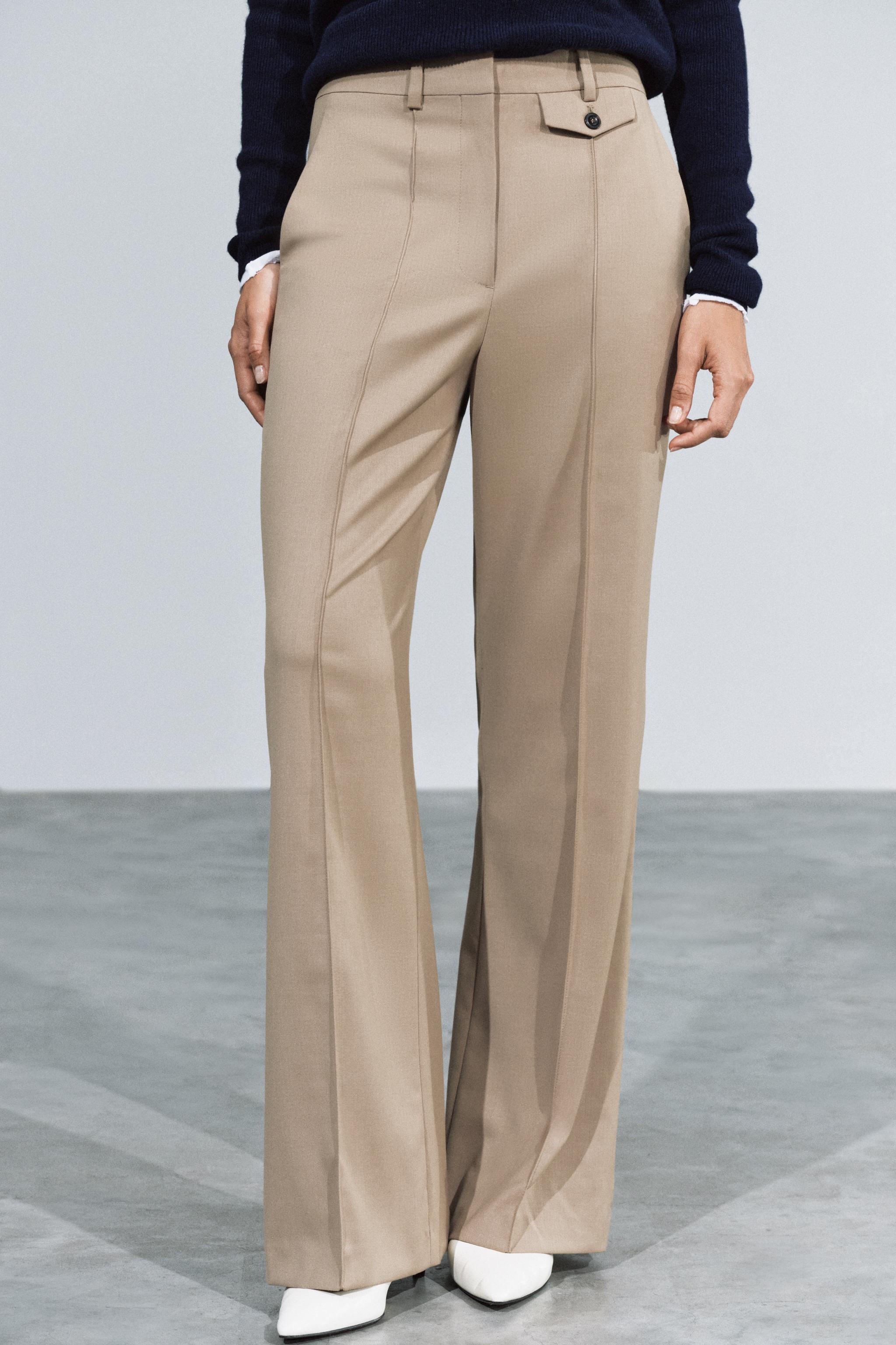 ZW COLLECTION STITCHED-CREASE PANTS - Light camel | ZARA United States