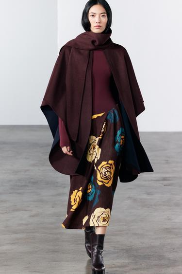 CAPE AVEC LAINE ÉCHARPE - Bordeaux de Zara - Image 3