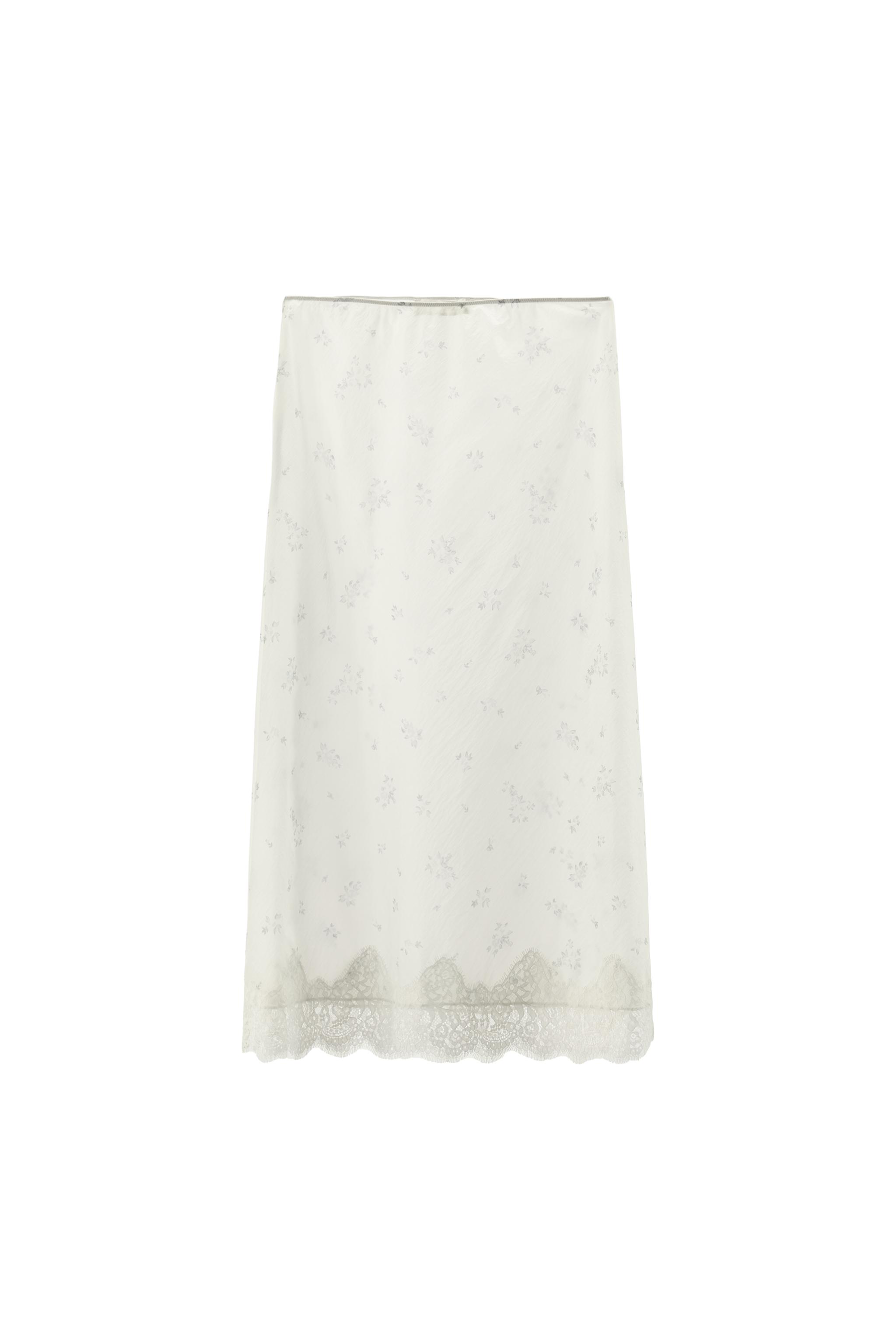 ZARA スカート　花　フラワー　レース　白　ホワイト ナイロン花柄スカート - ホワイト/ グレー | ZARA Japan / 日本