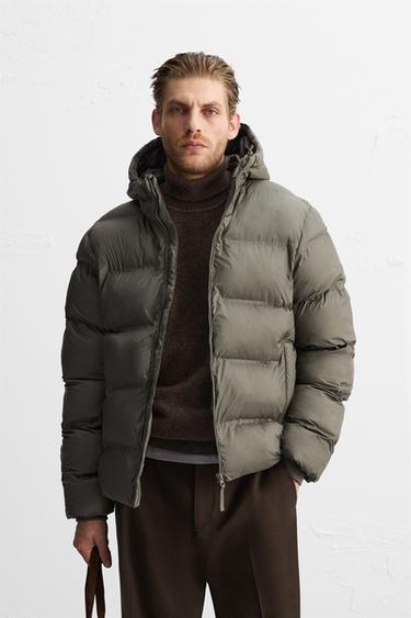 CAZADORA ACOLCHADA CAPUCHA - Khaki claro de Zara