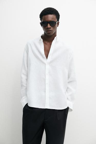 100% linen regular fit shirt — White 2
