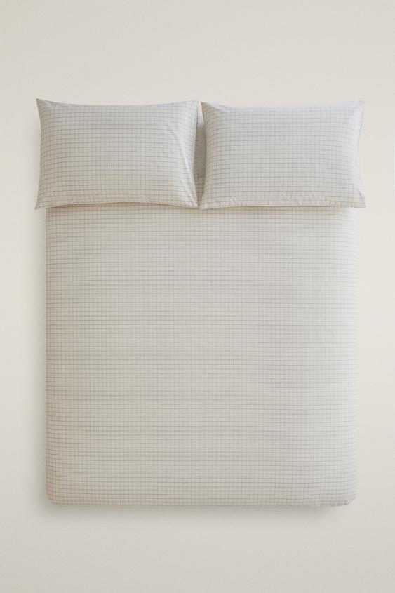 HOUSSE DE COUETTE COTON CARREAUX - Écru de Zara - Image 0