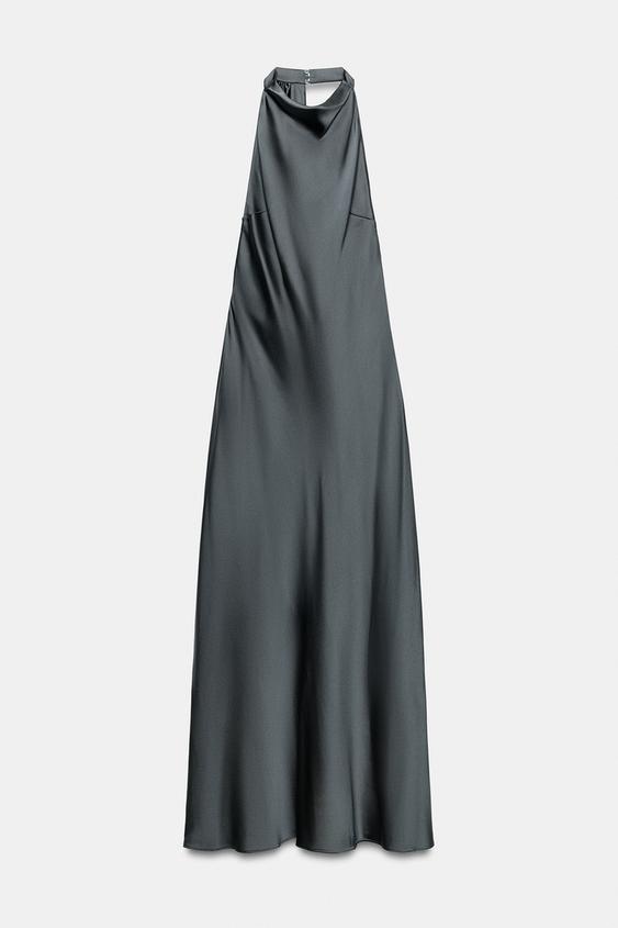 VESTIDO HALTER SATINADO - Carbón de Zara - Imagen 0