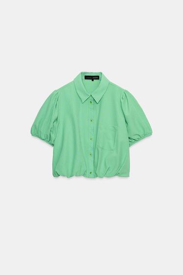 CAMISA CUADRO VICHY - Verde de Zara