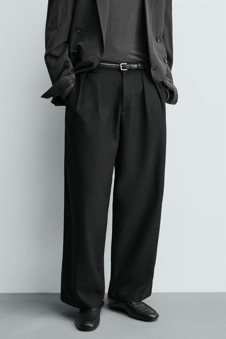 ZARA RELAXED FIT PLEATED TROUSERS