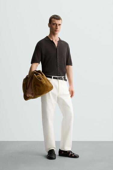 100% LINEN KNITTED SHIRT - LIMITED EDITION - Brown by Zara - Image 0