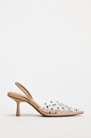 SLINGBACK RHINESTONE HIGH-HEEL SHOES - Beige by Zara