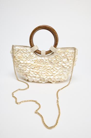 BOLSA APLIQUES EFECTO NACARADO - Gris perla de Zara