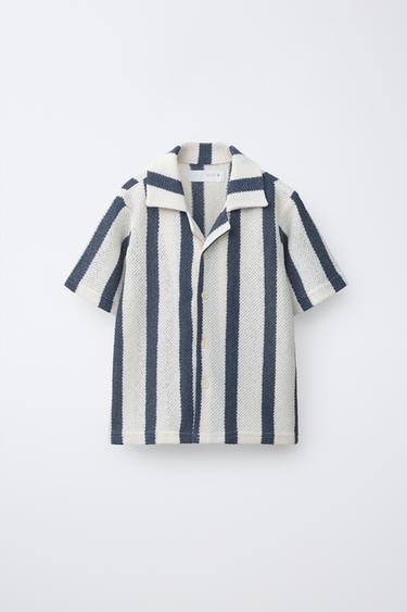 STRIPED KNIT SHIRT - Blue by Zara