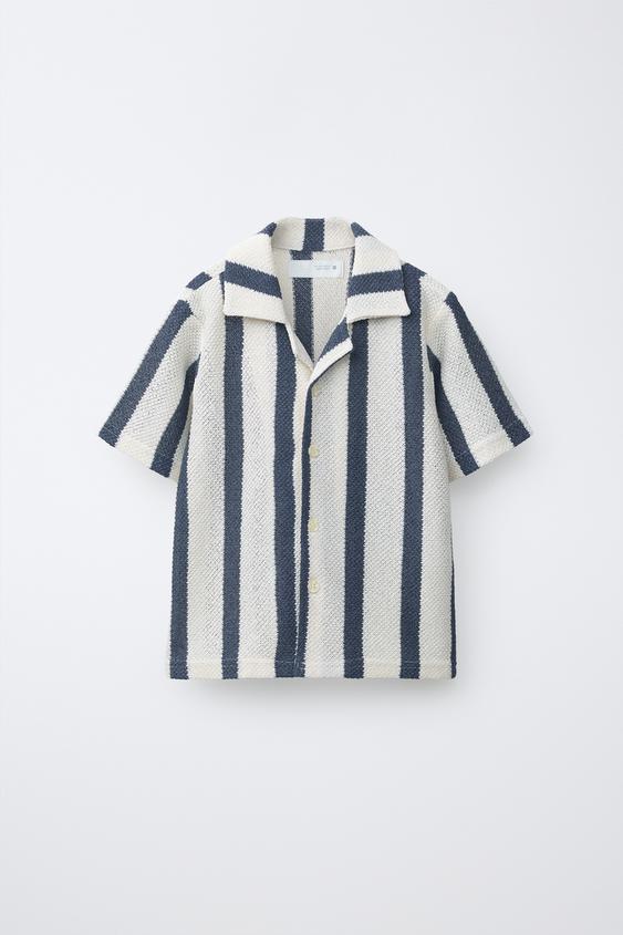 CAMISA PUNTO RAYAS - Azul de Zara - Imagen 0