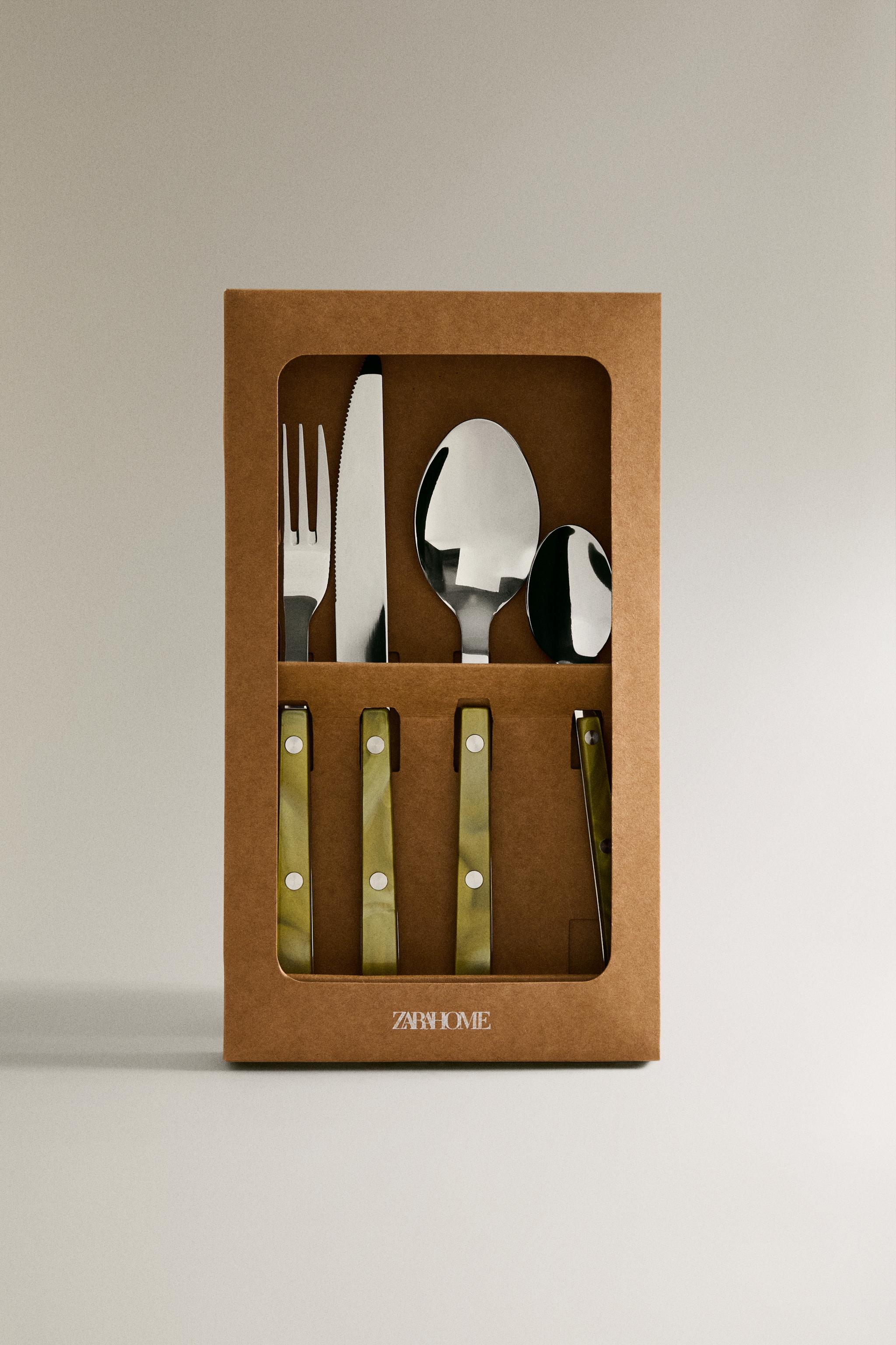 4-PIECE CUTLERY SET WITH ACRYLIC HANDLE