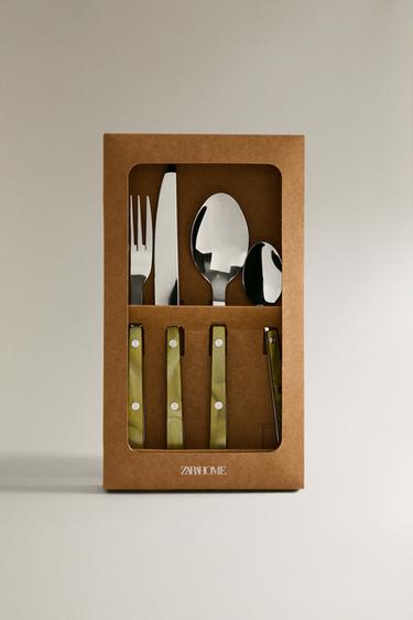 4-PIECE CUTLERY SET WITH ACRYLIC HANDLE - GREEN by Zara - Image 3