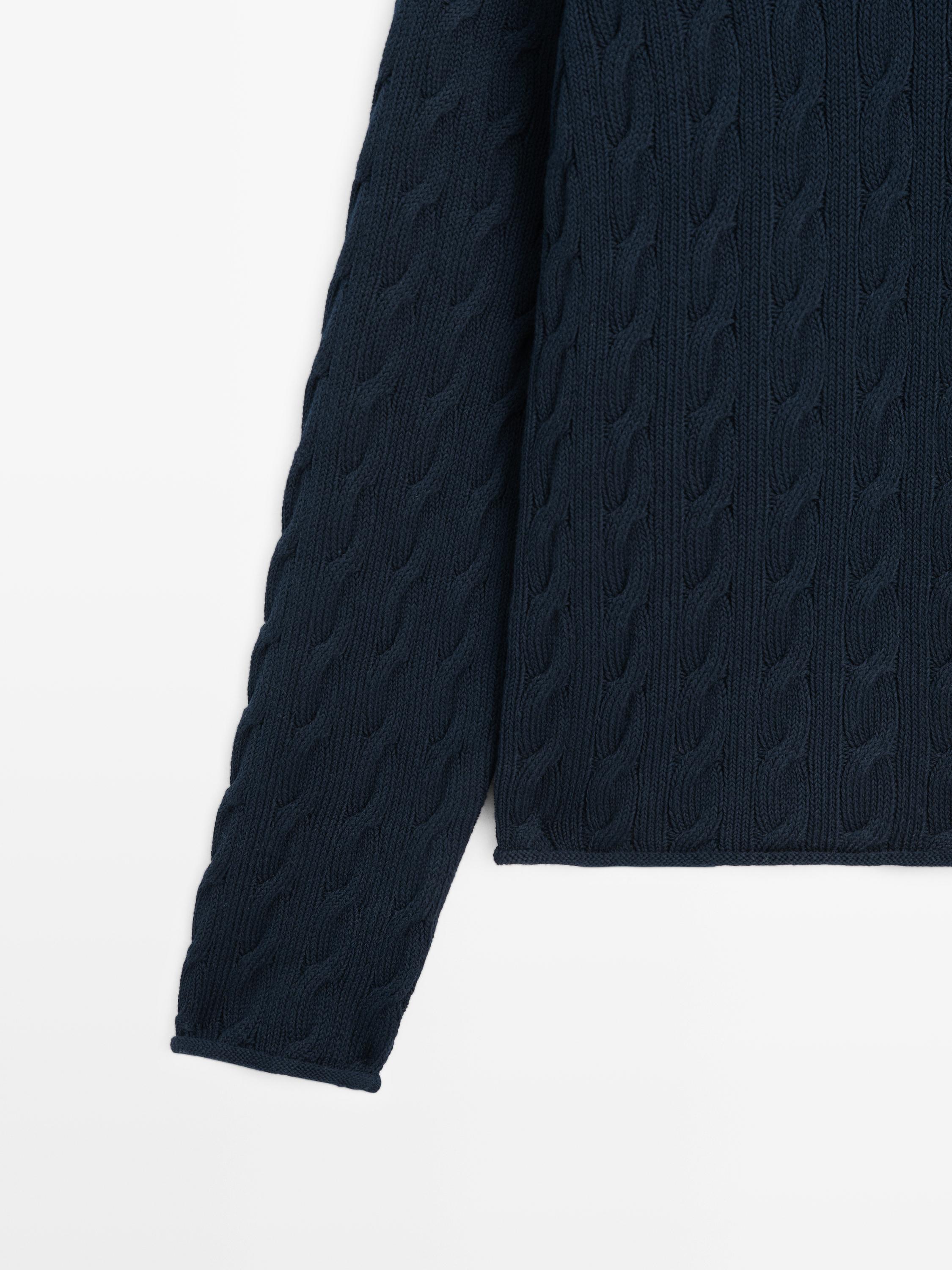Pull maille col polo en coton mélangé