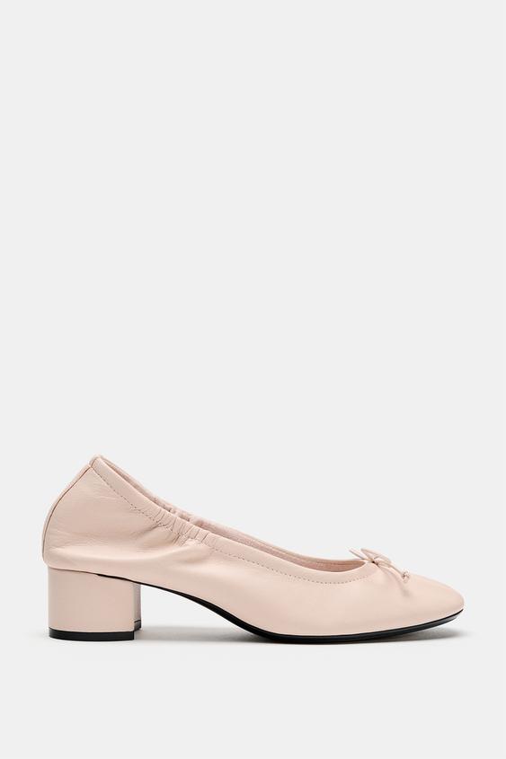 BAILARINA TACÓN PIEL - Rosa de Zara - Imagen 0