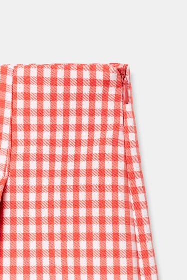 GINGHAM SKORT WITH SLIT - Orange by Zara - Image 6