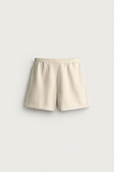 WASHED TEXT PRINT JERSEY BERMUDA SHORTS - Ecru by Zara