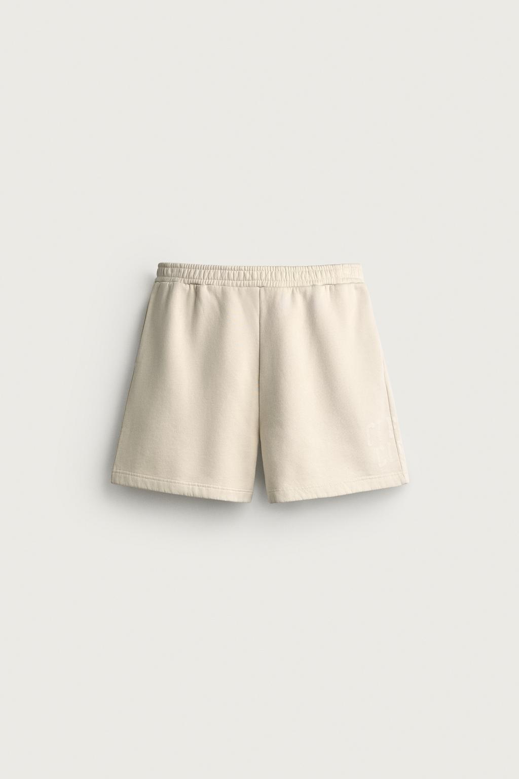 WASHED TEXT PRINT SWEAT BERMUDA SHORTS