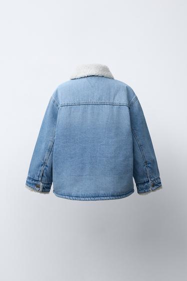 FAUX SHEARLING DENIM OVERSHIRT - Mid-blue by Zara - Image 3
