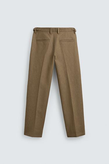 PANTALON STRAIGHT FIT À PASSANTS - Beige de Zara - Image 7