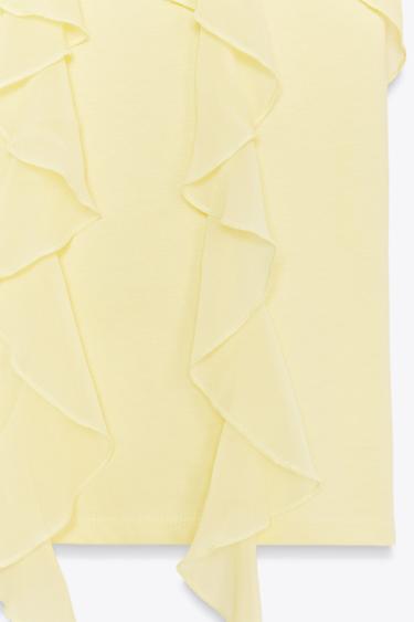T-SHIRT WITH FRONT RUFFLES - Yellow by Zara - Image 5