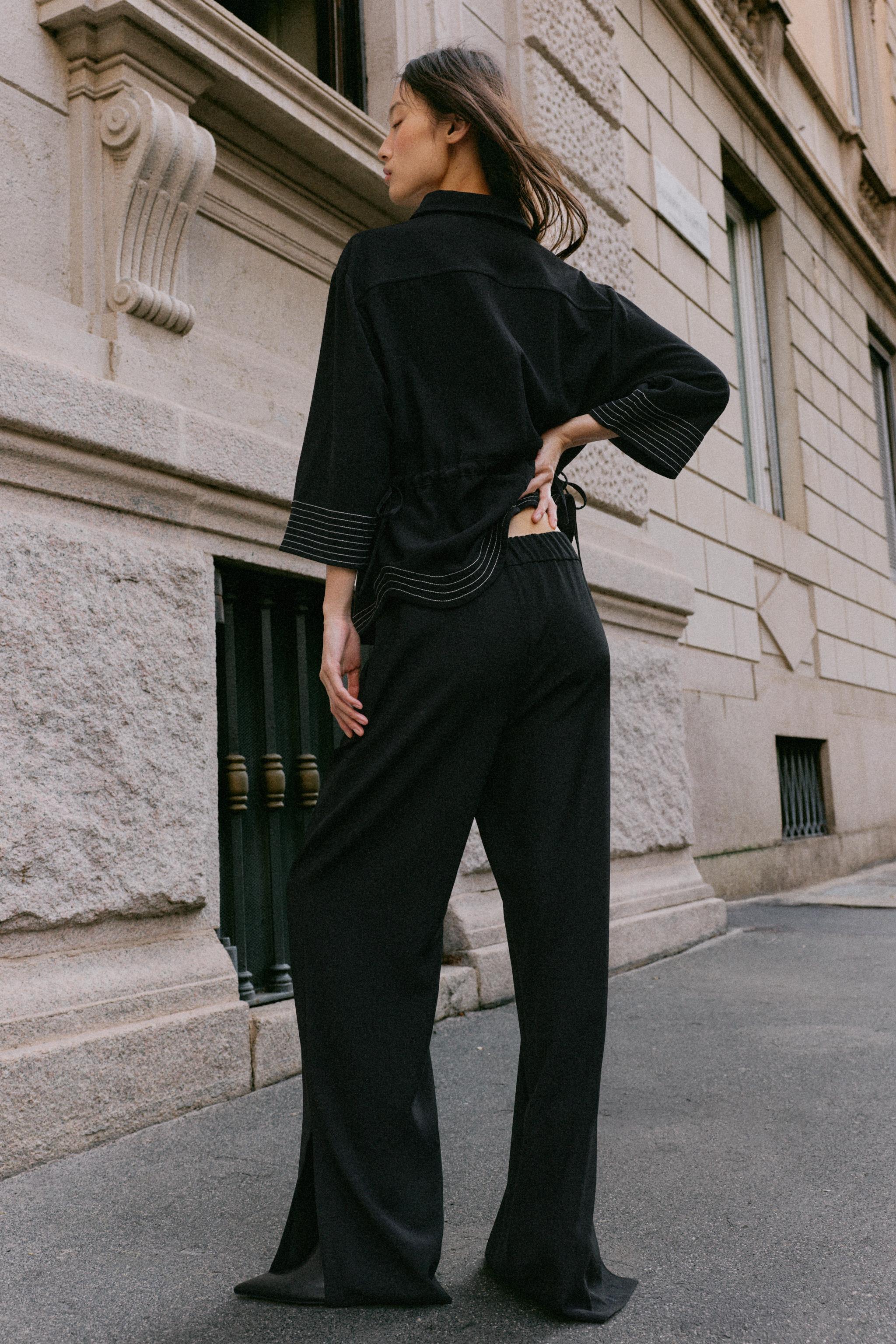 STRIPED PANTS WITH SIDE SLITS