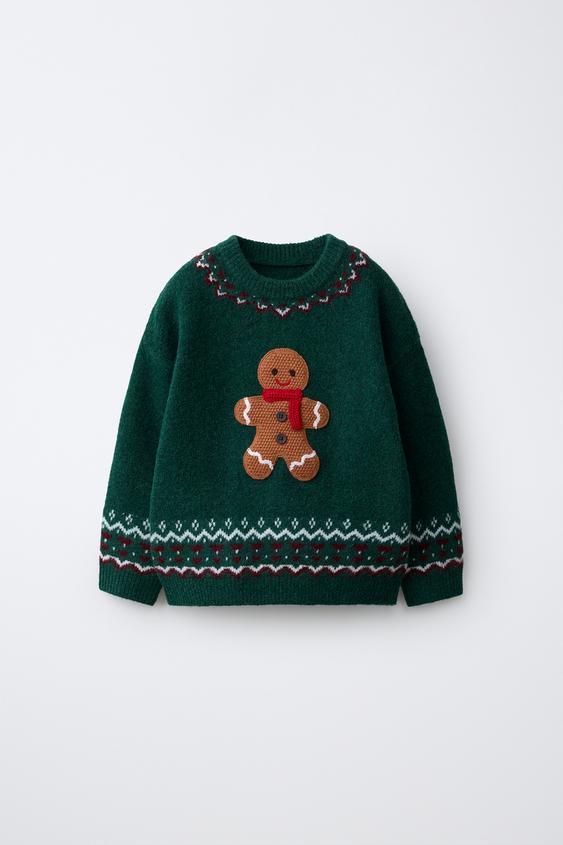 Strickpullover mit Stick-Badge - Dunkelgrün von Zara - Bild 0