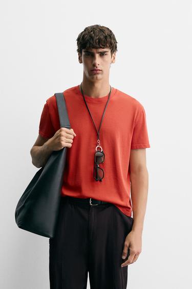 Zara CROPPED FIT T-SHIRT - Red