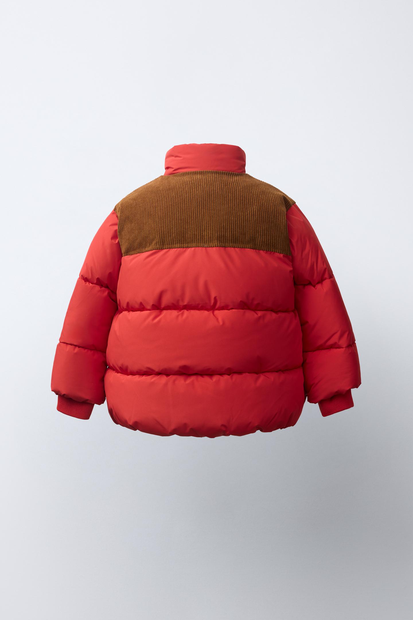 Детская куртка Zara Combined Water-Repellent Puffer, цвет: Красный — фото 5
