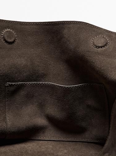 Zara Split suede shoulder bag - Black gold - Image 0
