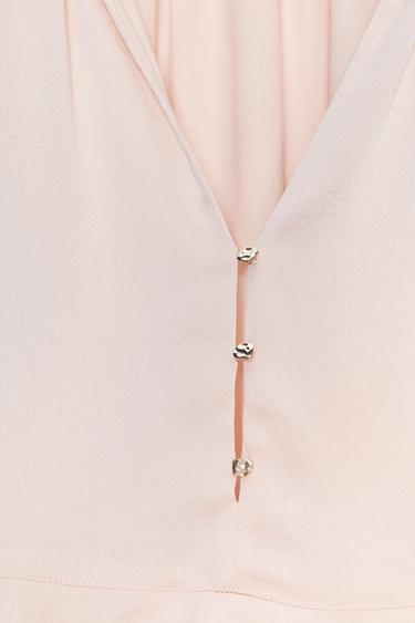 Zara RUFFLED BLOUSE - Beige-pink