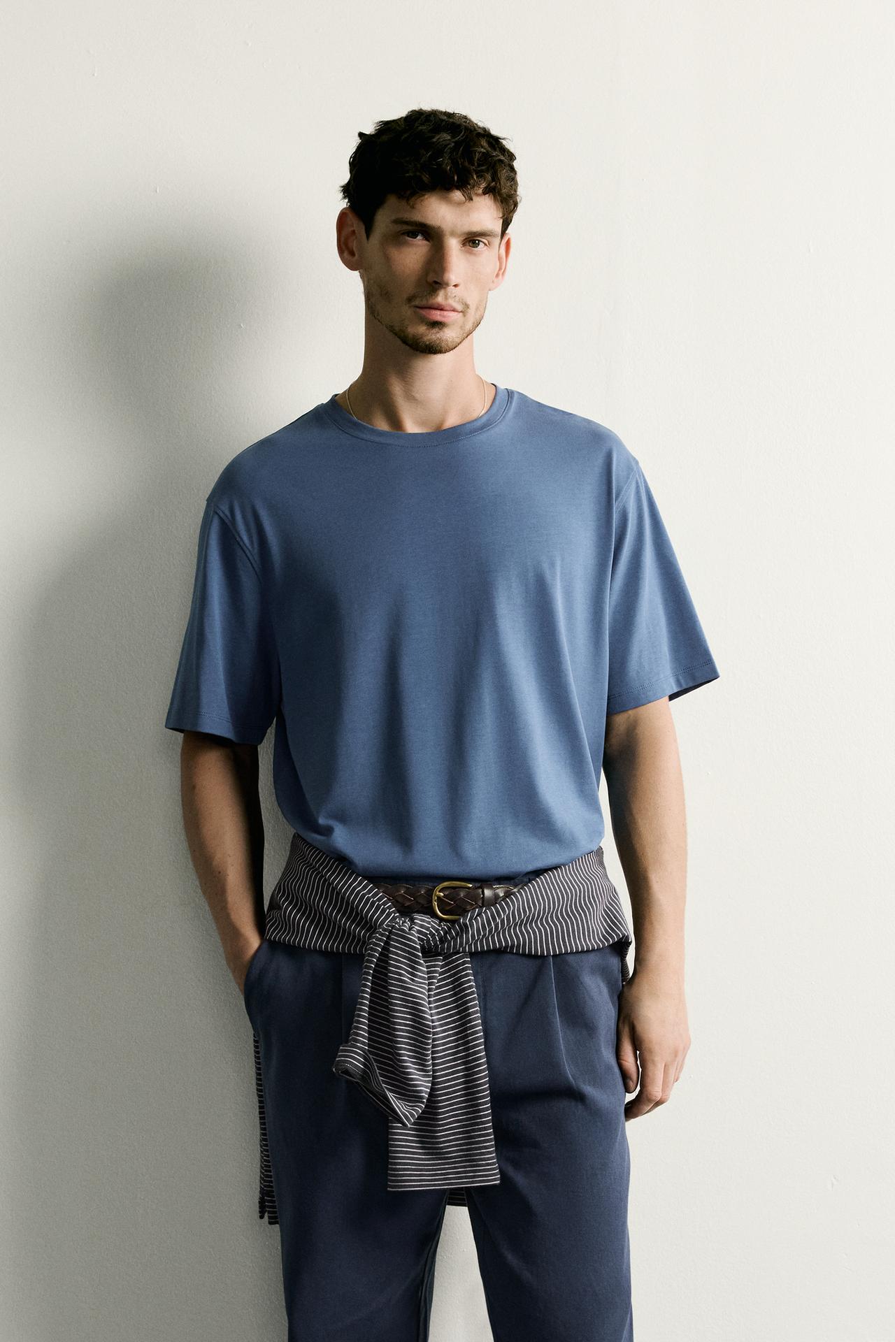 SHORT SLEEVE MEDIUM WEIGHT T-SHIRT — Mid-blue