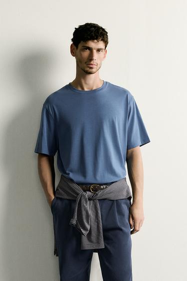 CAMISETA MEDIUM WEIGHT MANGA CORTA - Azul medio de Zara