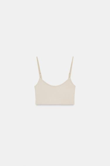 TOP CROP SEAMLESS - بيج by Zara