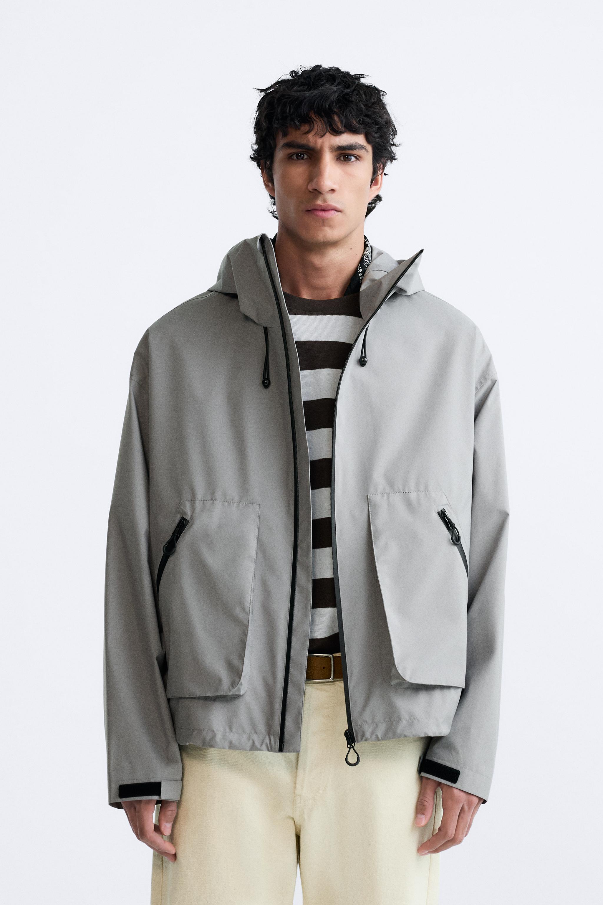 HOODED TECHNICAL JACKET - Cement | ZARA United States