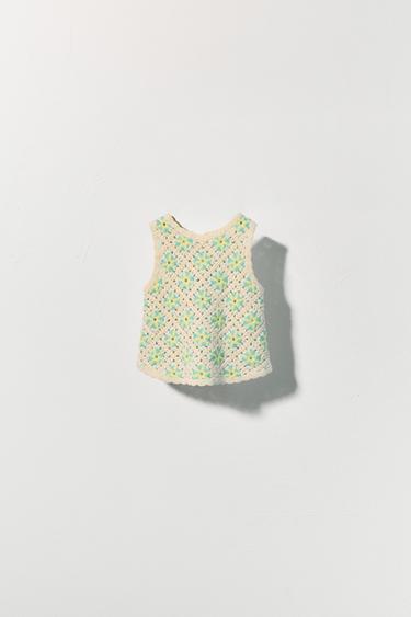 CROCHET KNIT TOP - Ecru by Zara