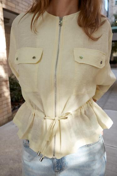 BLAZER BOLSILLOS TAPETAS - Mantequilla de Zara