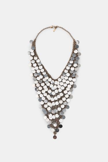 COLAR BABADOR COM PLACAS METÁLICAS - Prata da Zara