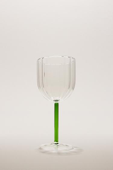 BOROSILICATE GLASS WITH COLOURED STEM - Green by Zara