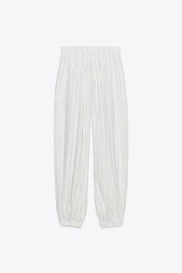 PANTALON BOUFFANT RAYURES ZW COLLECTION - rayures de Zara - Image 5
