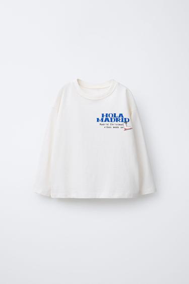 Zara MADRID CITY TEXT PRINT T-SHIRT - Ecru