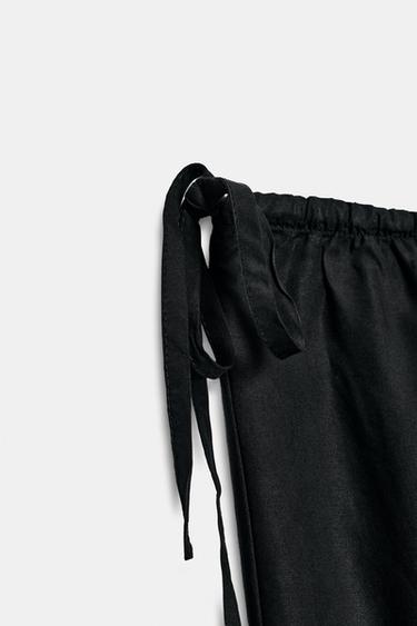 PANTALON 7/8 FLUIDE À NŒUDS - Noir de Zara - Image 6