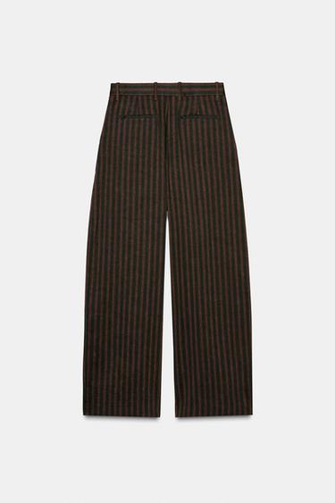 PANTALON À RAYURES ZW COLLECTION - Kaki foncé de Zara - Image 5
