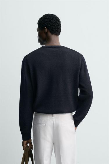 PULL LÉGER EN LAINE - Bleu marine foncé de Zara - Image 2