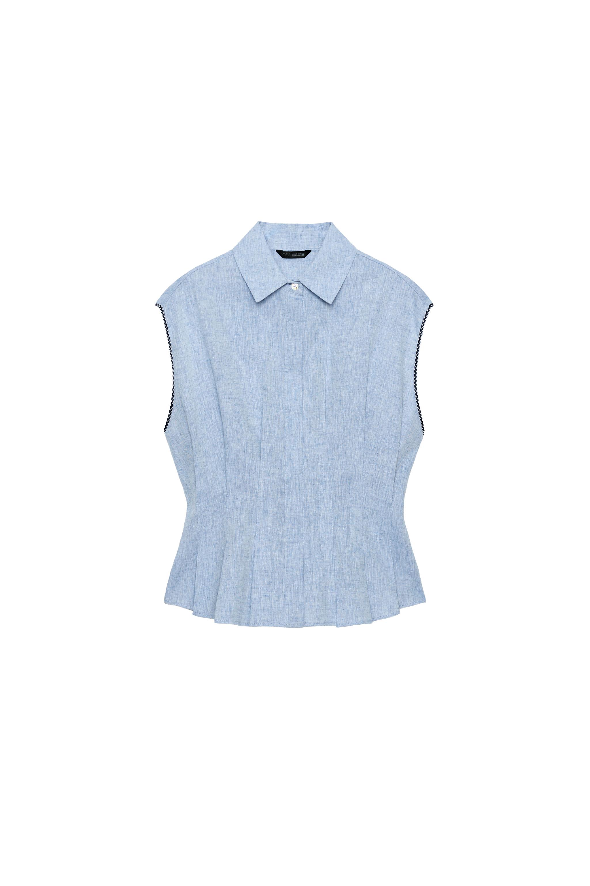 LINEN DARTED TOP - White | ZARA Canada