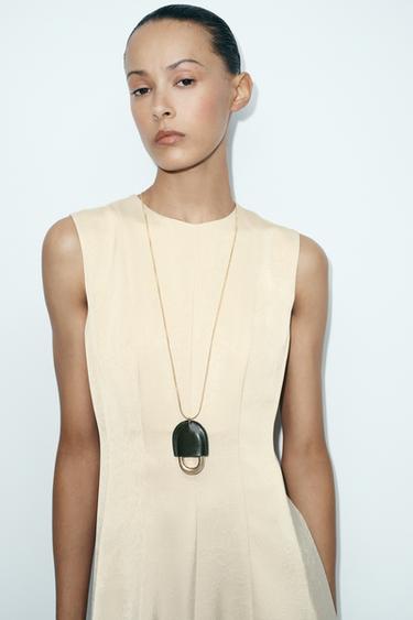 SATIN MIDI DRESS WITH CRINKLE EFFECT - Ecru by Zara