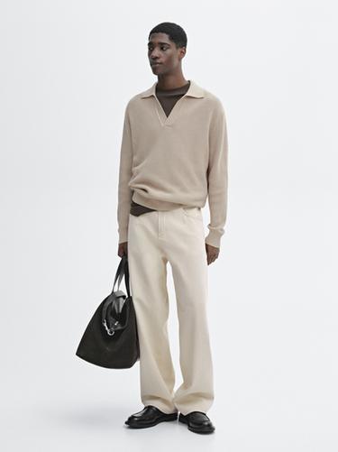 Pull en maille côtelée 100 % coton - BEIGE de Zara - Image 0