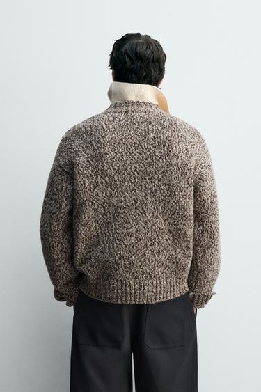 WOOL BLEND TEXTURED JUMPER - Burgundy by Zara